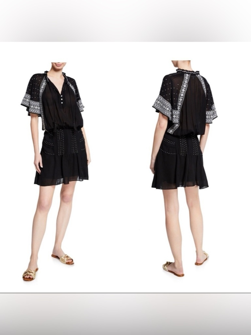 Veronica Beard Minos Embroidered Silk Blend Black Dress Size 12 - Picture 2 of 7